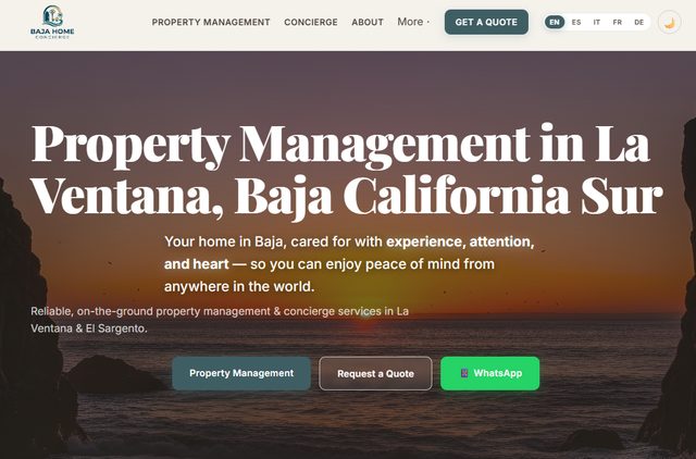 Baja Home Concierge — property management website for La Ventana and El Sargento