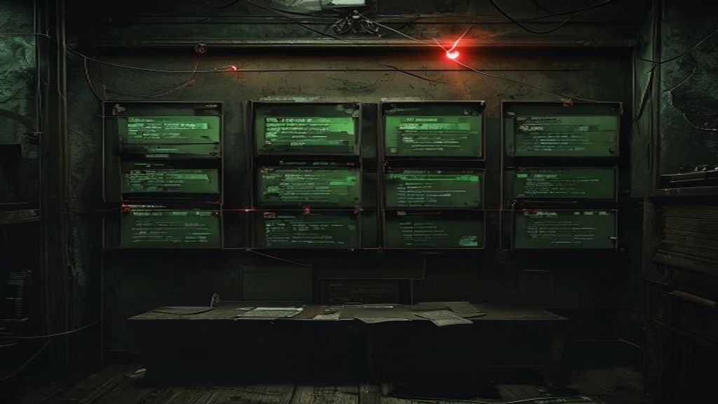 Detective evidence board with three tiers of colored cards in a dark cinematic room