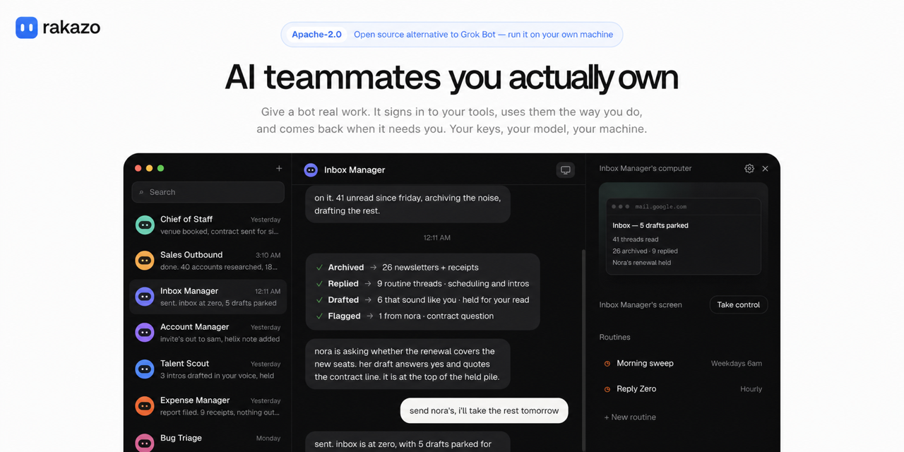 Rakazo: AI teammates you actually own, the self-hosted platform running our bot roster